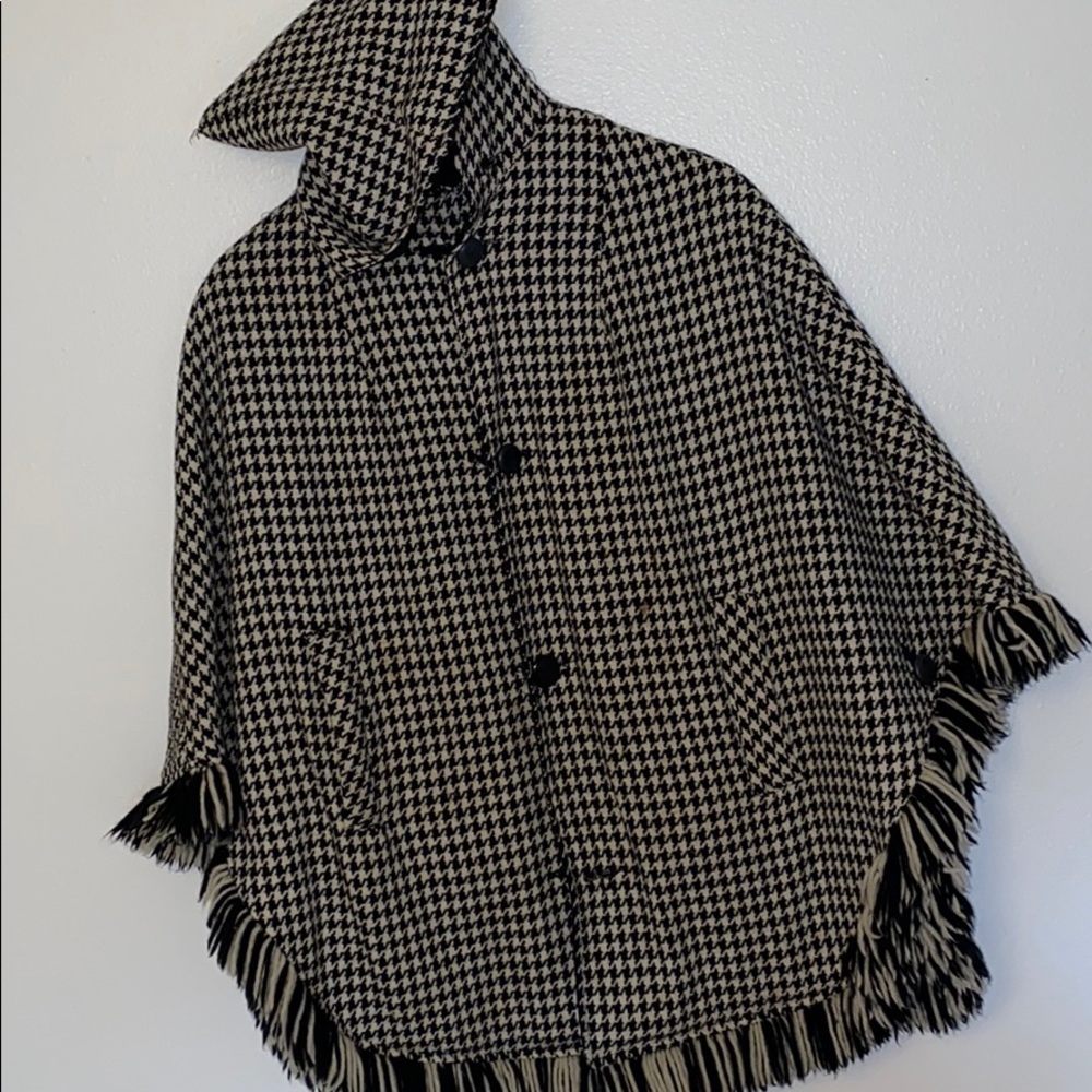 VINTAGE houndstooth reversible hooded Cape